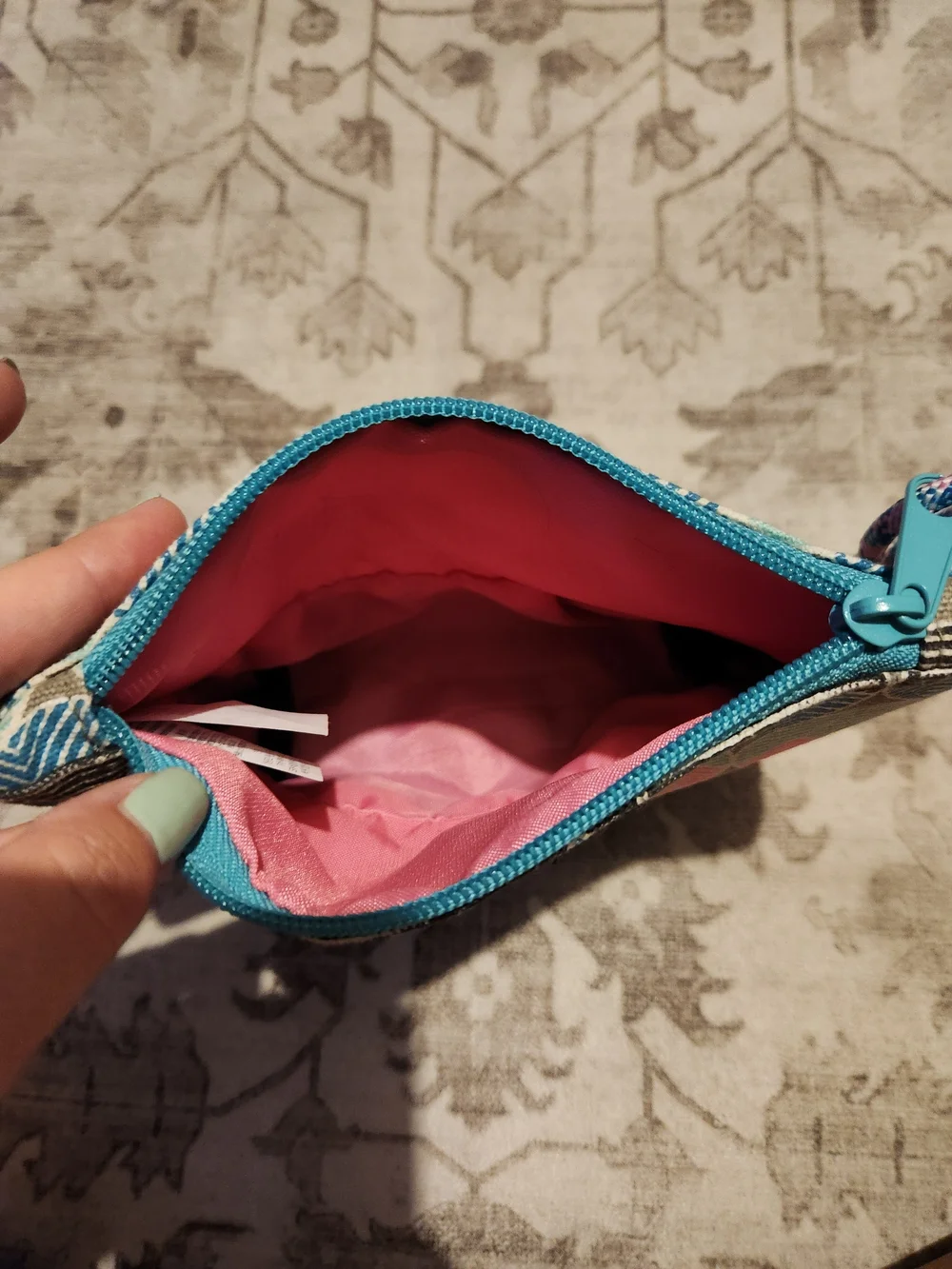 Kavu Black, Pink & Blue Geo-Patterned Cosmetic Pouch